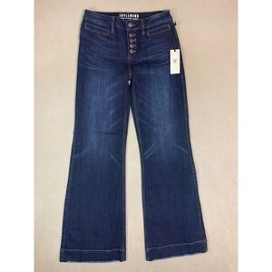 IDYLLWIND Women‎ Size 6 High Rise Button Fly Flare Jeans Blue Denim